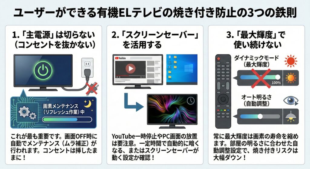 有機ELテレビの焼き付き防止の3つの鉄則