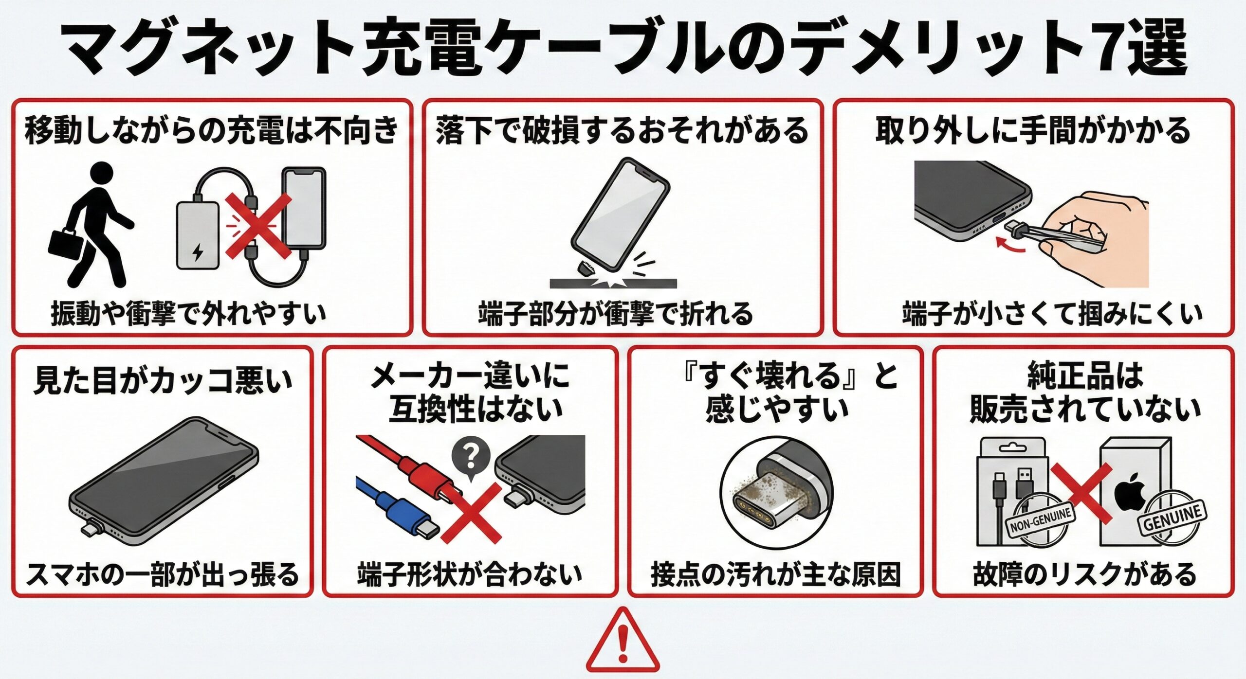 マグネット充電ケーブルのデメリット