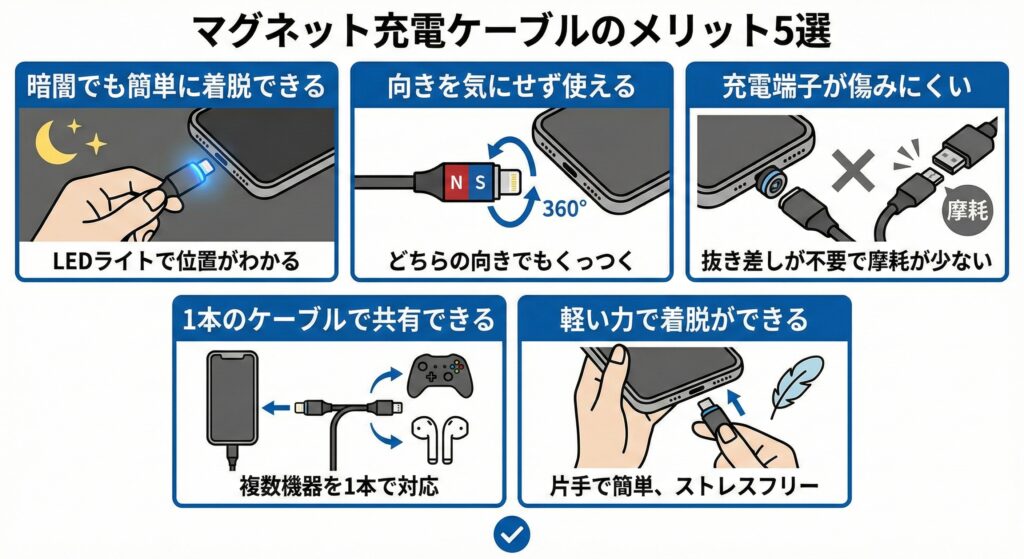 マグネット充電ケーブルのメリット