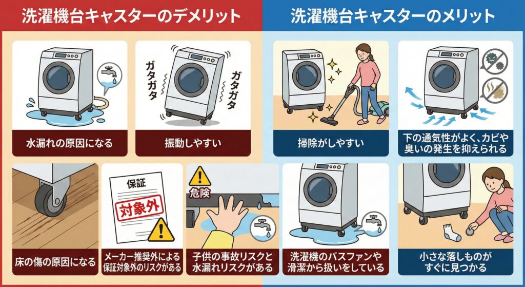 洗濯機台キャスターのデメリットとメリット