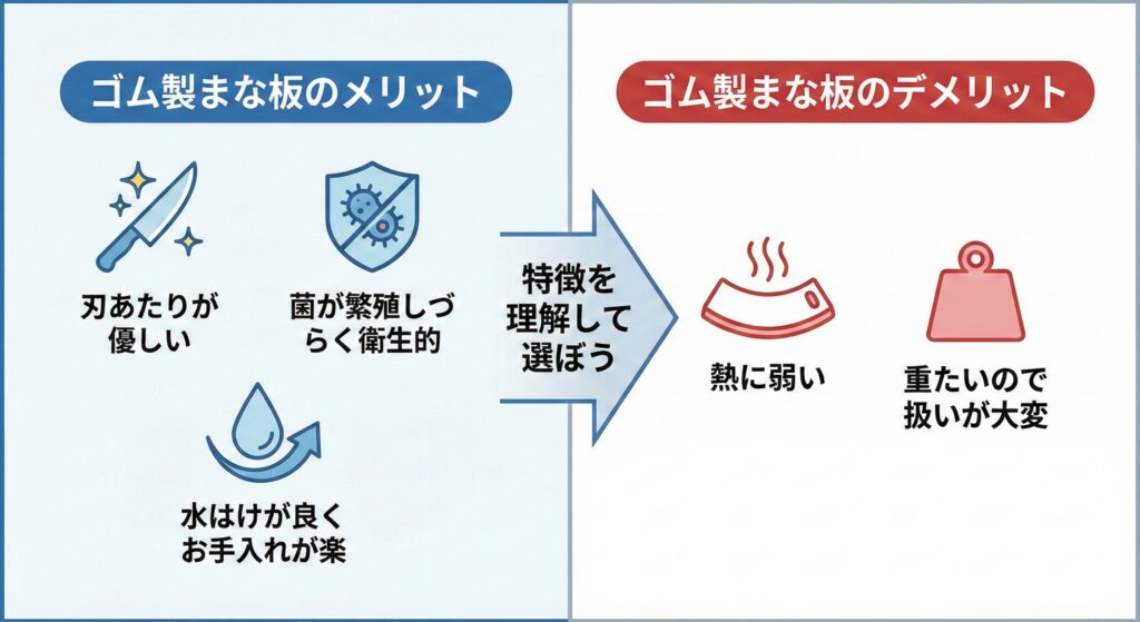 ゴム製まな板のメリット・デメリット総括