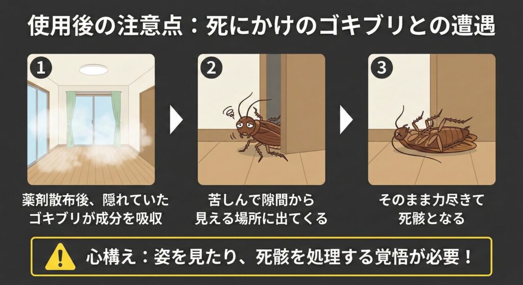 ゴキブリムエンダーのデメリット:ゴキブリムエンダ を使うと死にかけのゴキブリが出てくる